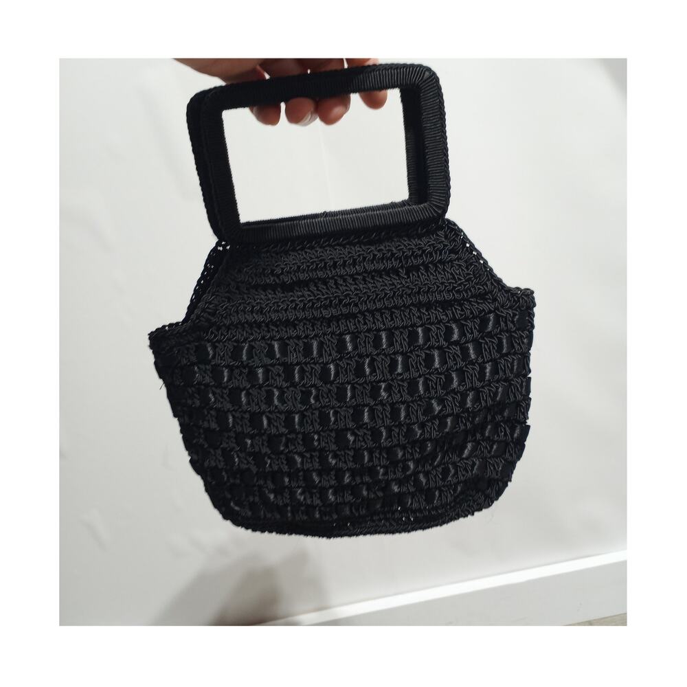 Frankie & Johnnie Vintage Black Crochet and Satin Handbag Boho Indie Whimseygoth